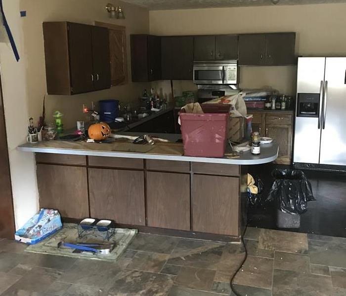 A kitchen having just sustained water damage