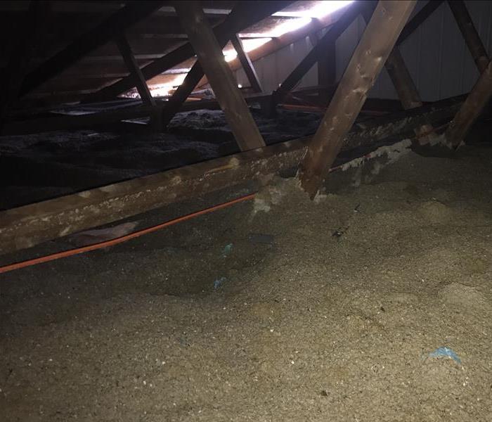 Storm damage in a an attic in Ashland/Richland